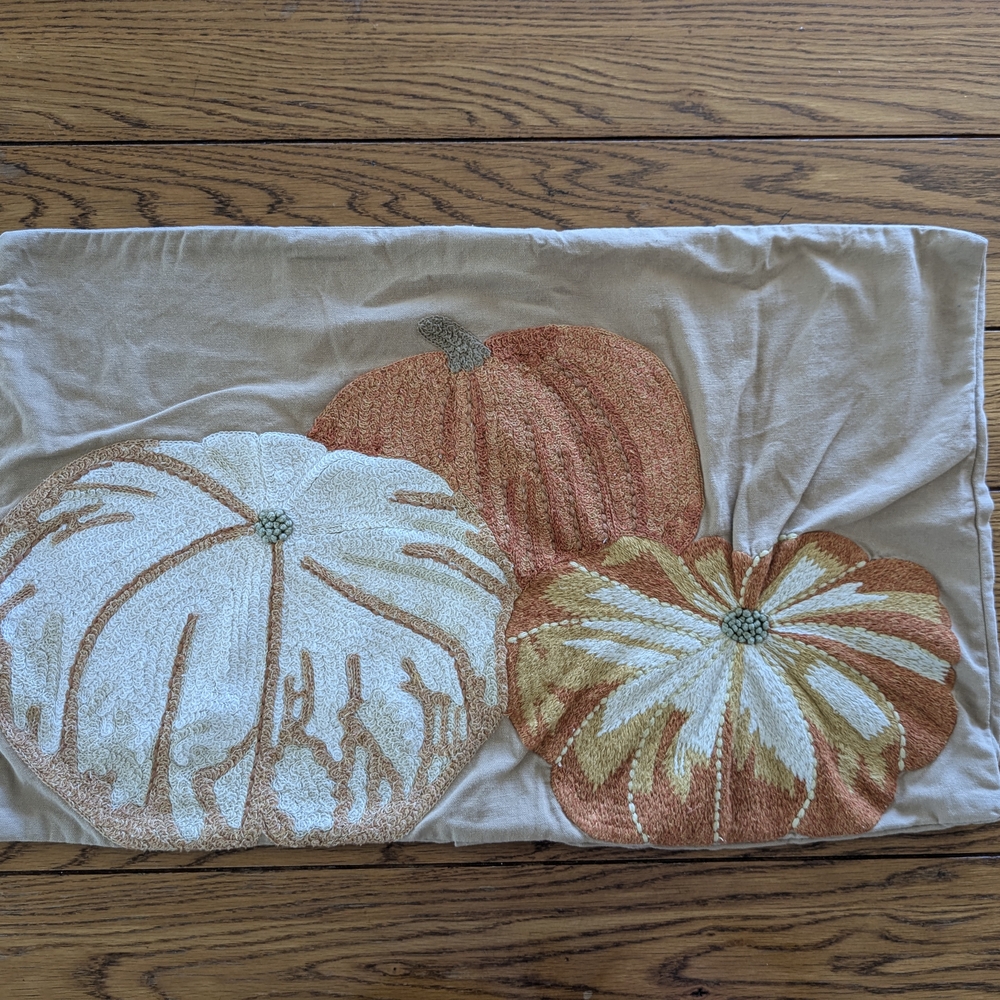 Pottery Barn Embroidered Pumpkin Pillow Cover